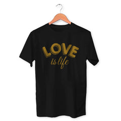 Love Is Life Cotton Unisex Black Tshirt