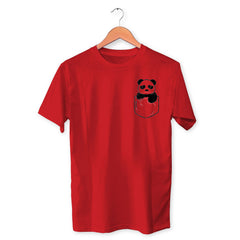 Pocket Panda Cotton Unisex Red Tshirt