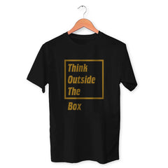 Think Outside The Box Cotton Unisex Black Tshirt