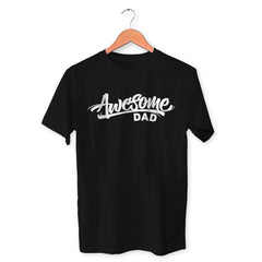 Awesome Dad Cotton Unisex Black Tshirt
