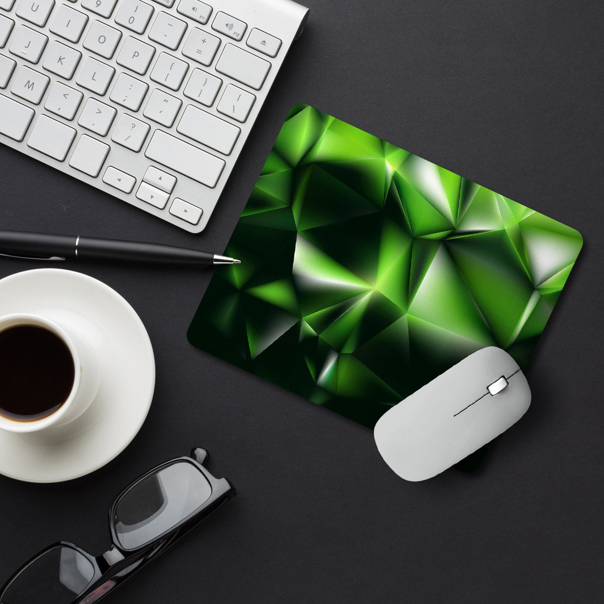 Green Polygon Pattern Designer Printed Premium Mouse pad (9 in x 7.5 in)
