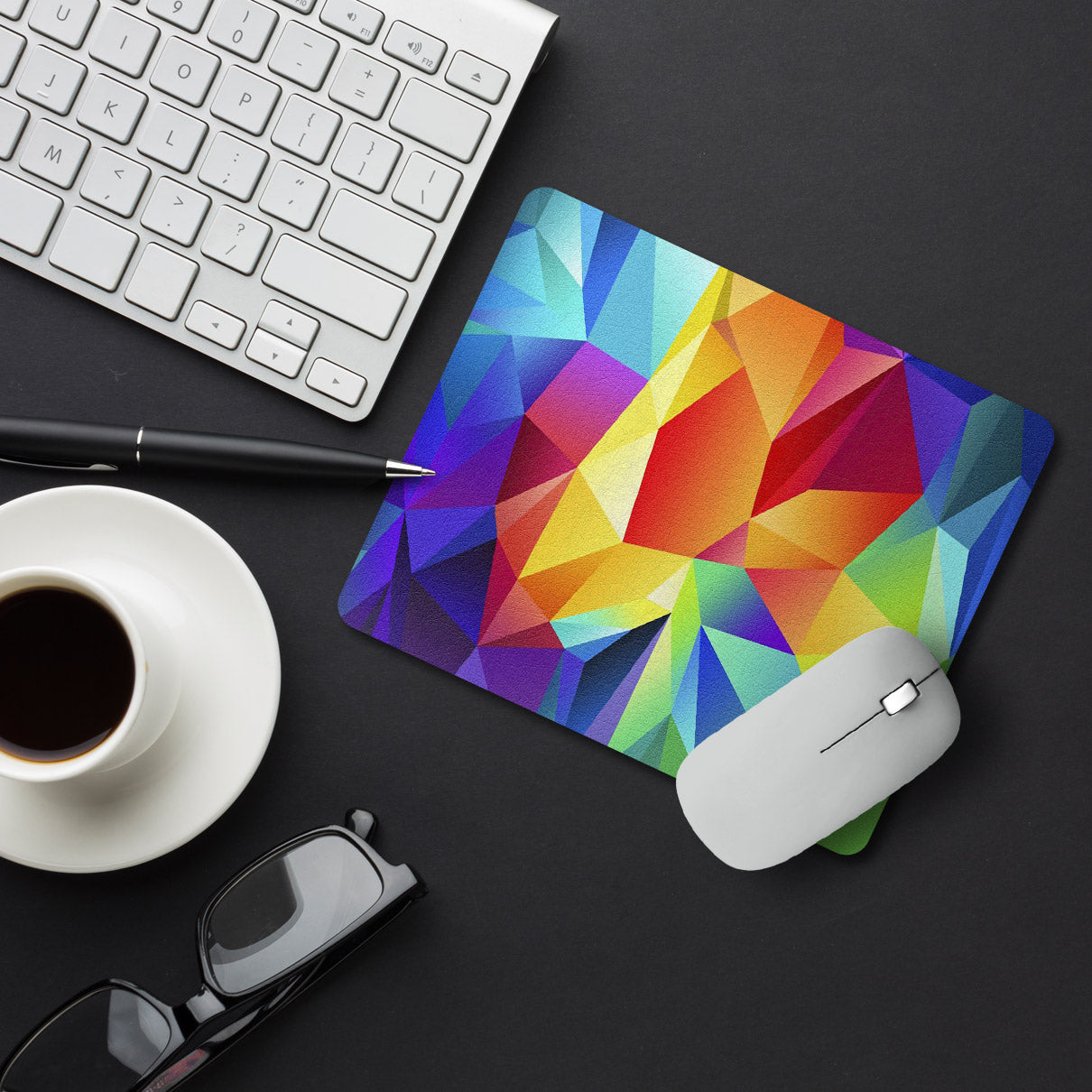 Colorful Polygon Pattern Designer Printed Premium Mouse pad (9 in x 7.5 in)