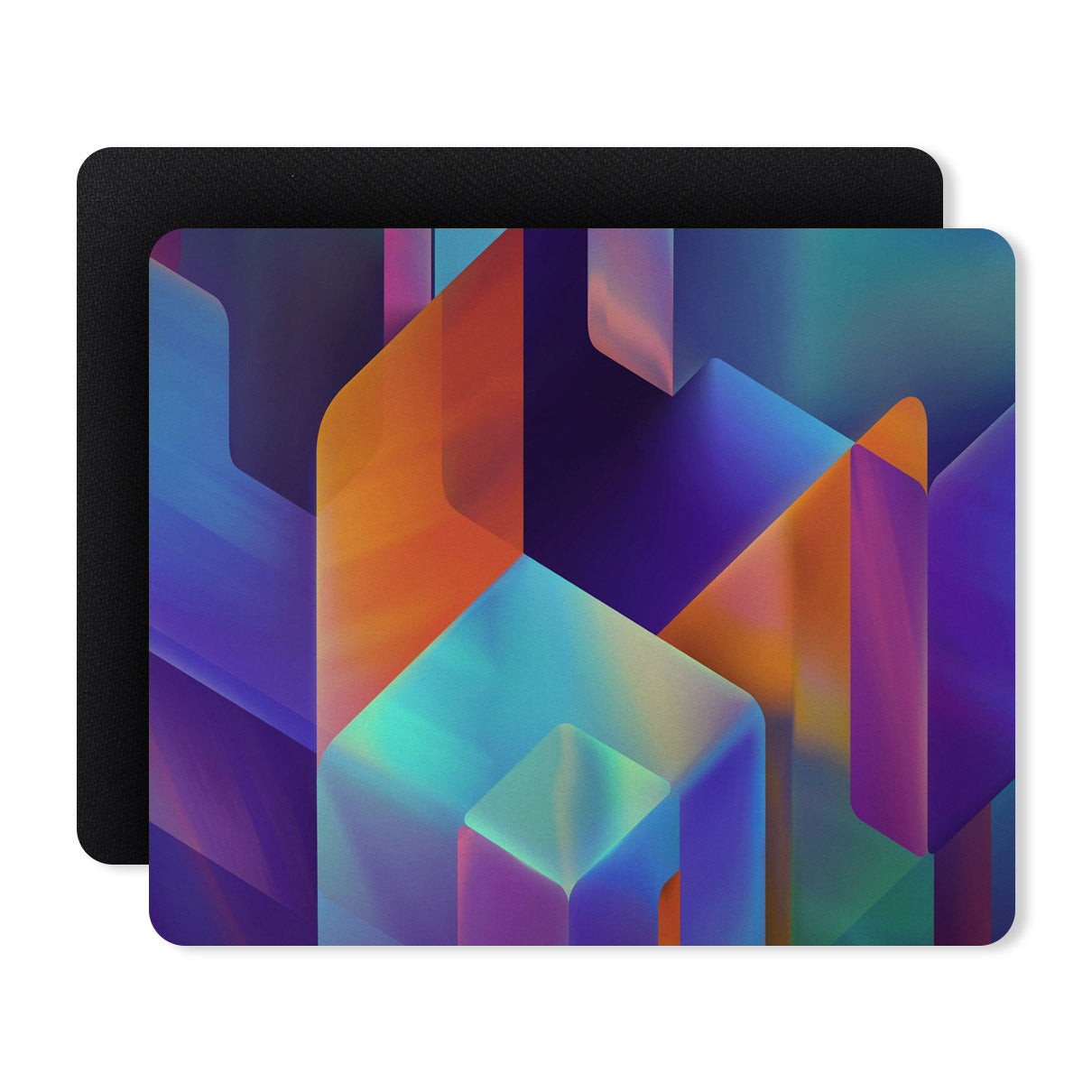 Blue Orange Shapes Pattern Designer Printed Premium Mouse pad (9 in x 7.5 in)