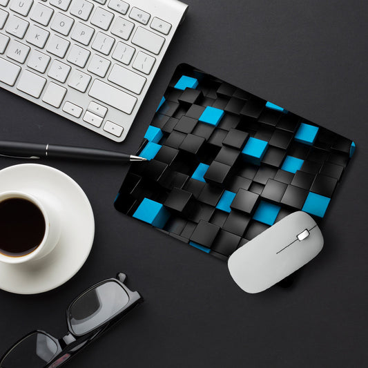 Blue Black Blocks Pattern Designer Printed Premium Mouse pad (9 in x 7.5 in)