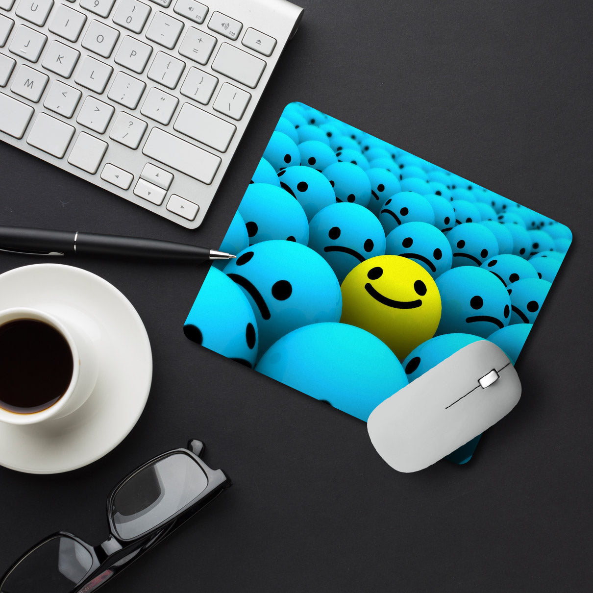 Smiley Background Designer Printed Premium Mouse pad (9 in x 7.5 in)