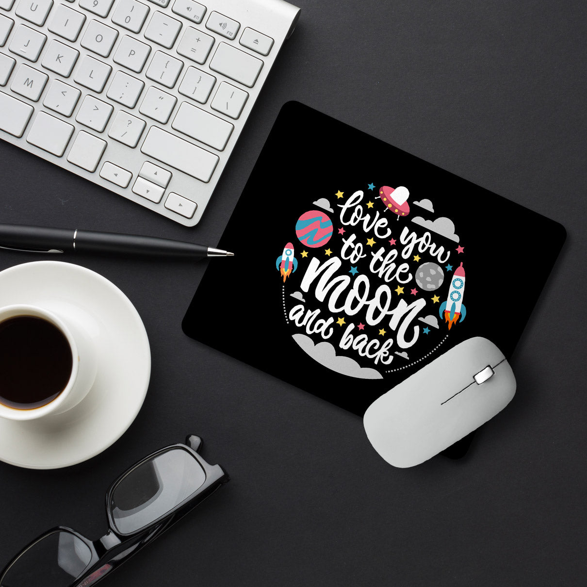 Moon Quotes Designer Printed Premium Mouse pad (9 in x 7.5 in)