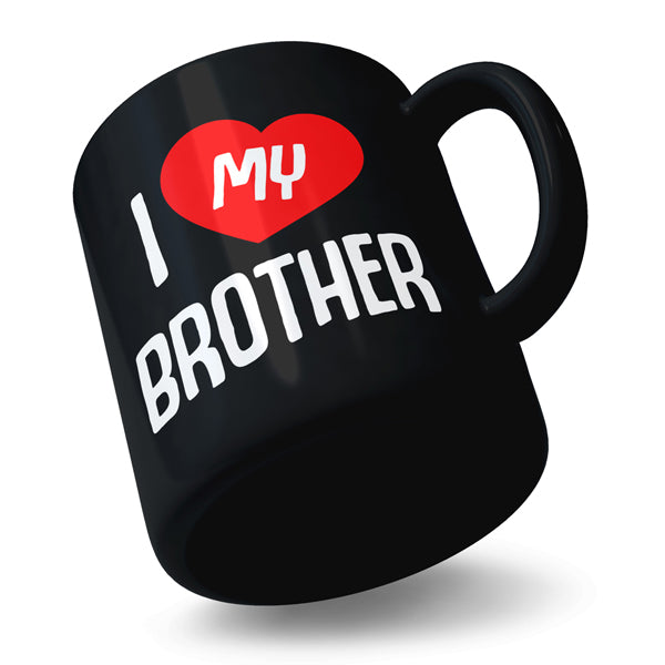 I Love My Brother - Black Ceramic Mug