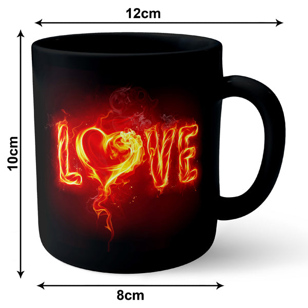 Love Fire Heart - Black Ceramic Mug
