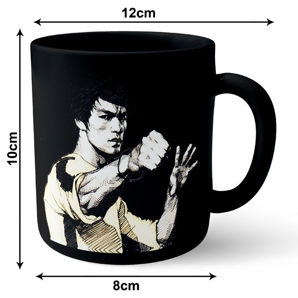 Bruce Karate Fighter - Black Ceramic Mug