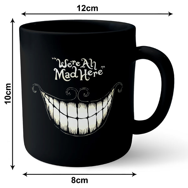 We All Are Made Here Laughing Typography - Black Ceramic Mug