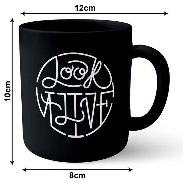 Look Alive Typography - Black Ceramic Mug