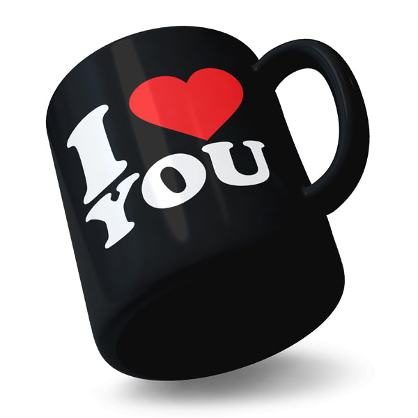 I Love You - Black Ceramic Mug