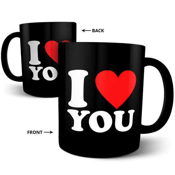 I Love You - Black Ceramic Mug