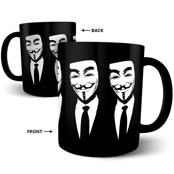 Vendetta Mask Laughing - Black Ceramic Mug