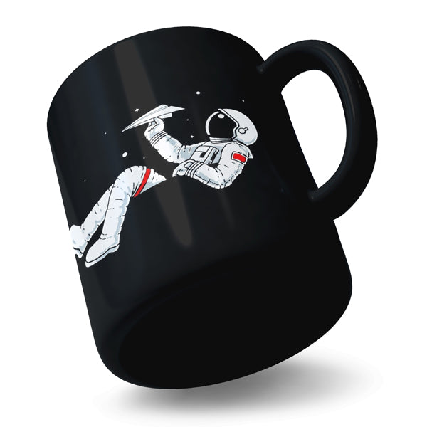 Astronaut Space Rest Typography - Black Ceramic Mug