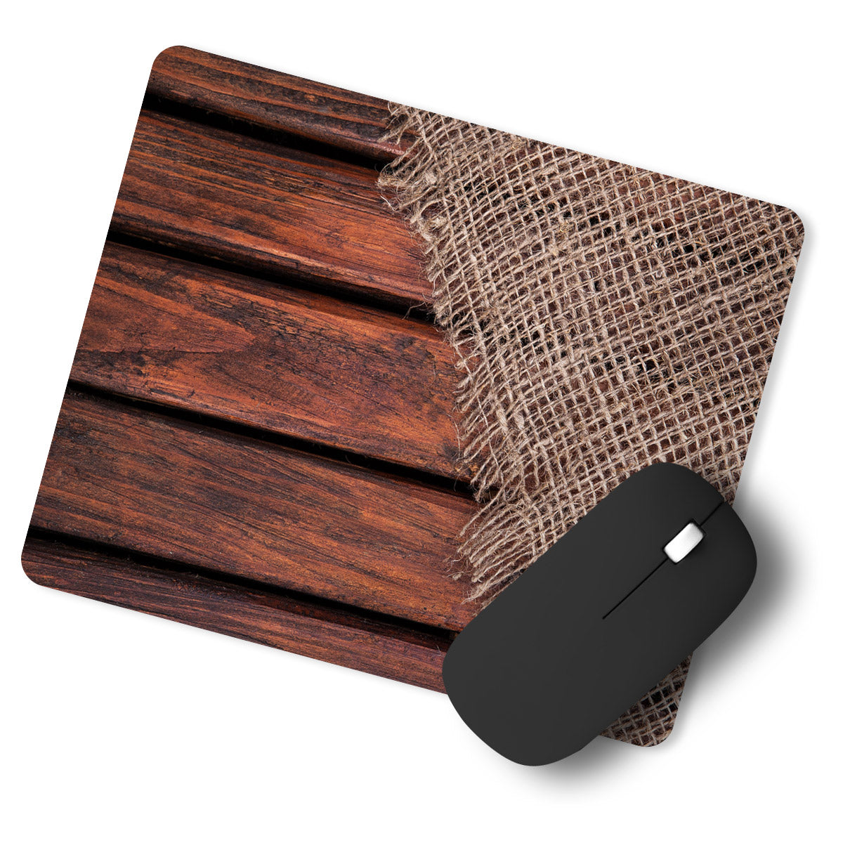 Wood Pattern Jute Designer Printed Premium Mouse pad (9 in x 7.5 in)