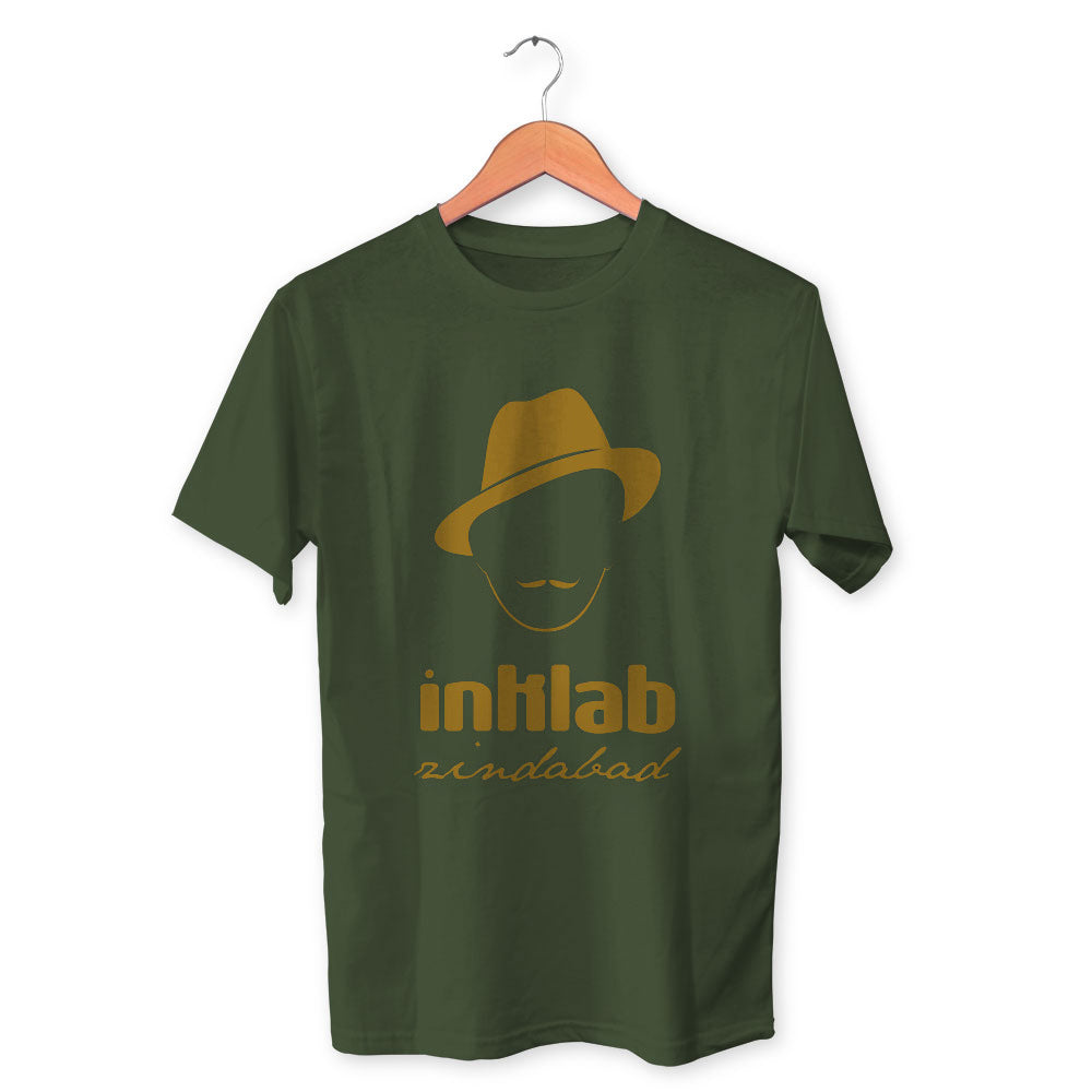 Inklab Zindabad Cotton Unisex Olive Green Tshirt