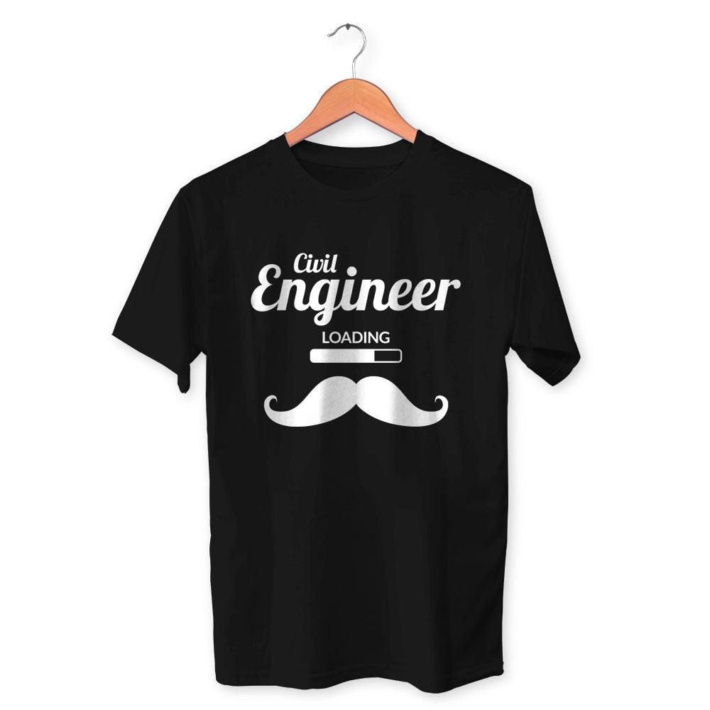 Civil Engineer Loading Cotton Unisex Black Tshirt