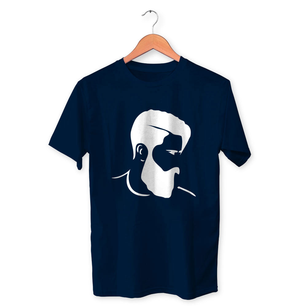 Man Beard Cotton Unisex Navy Blue Tshirt