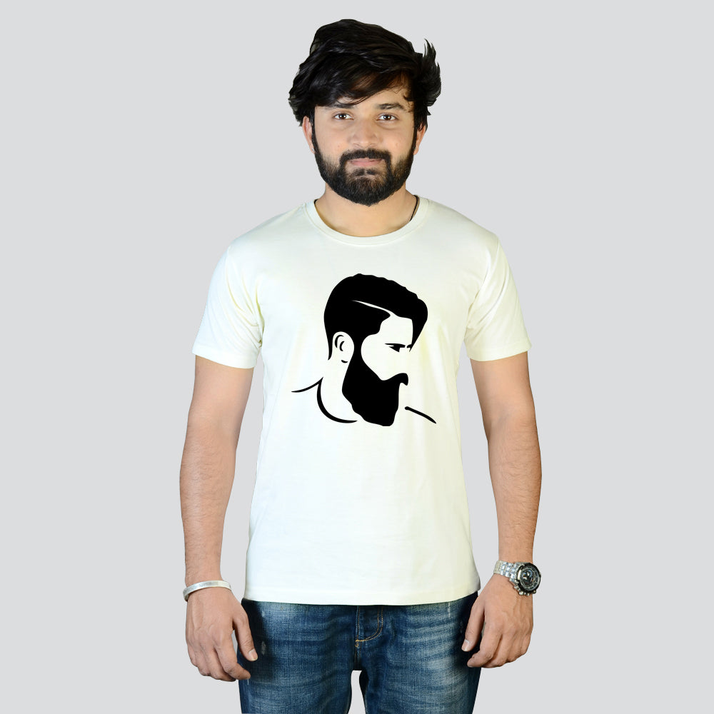 Man Beard Cotton Unisex Off White Tshirt