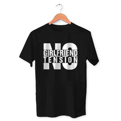 No Girlfriend No Tension Cotton Unisex Black Tshirt