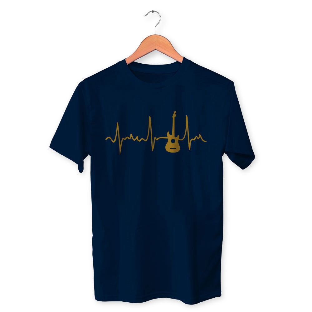 Guitar Heart beats Cotton Unisex Navy Blue Tshirt