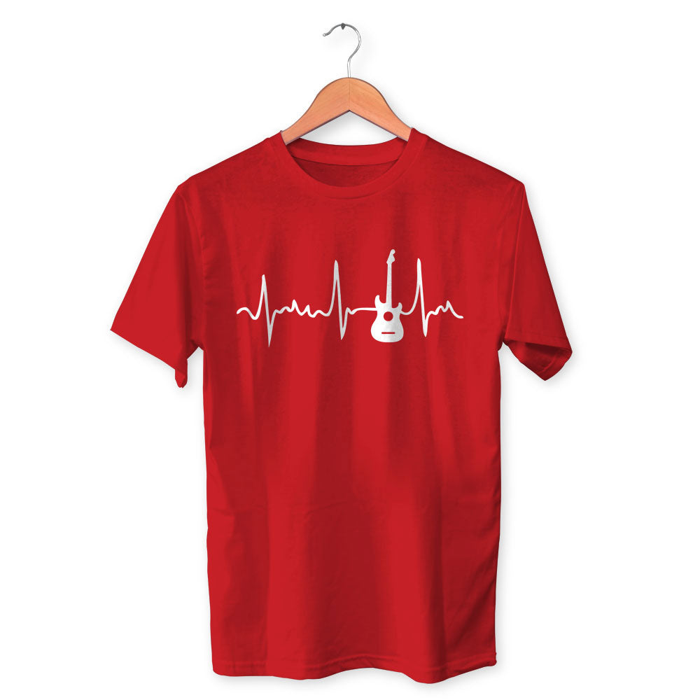 Guitar Heart beats Cotton Unisex Red Tshirt