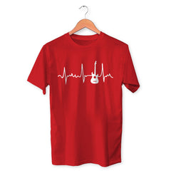Guitar Heart beats Cotton Unisex Red Tshirt