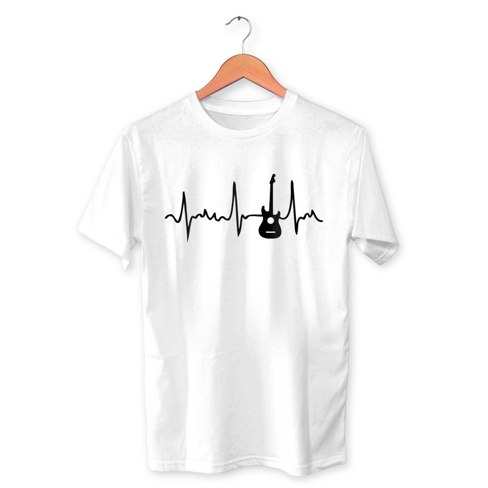 Guitar Heart beats Cotton Unisex White Tshirt