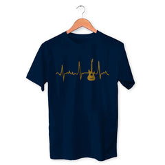 Guitar Heart beats Cotton Unisex Navy Blue Tshirt