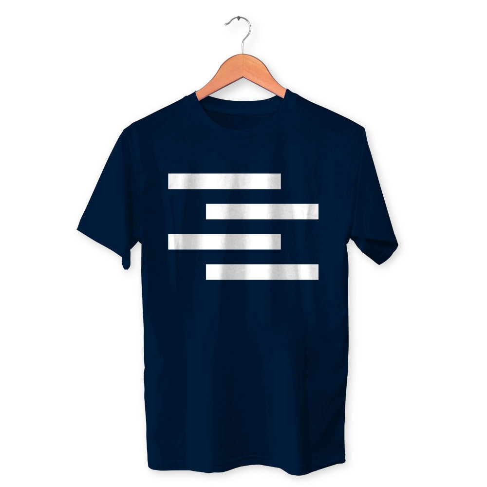 Stripe Horizontal Cotton Unisex Navy Blue Tshirt