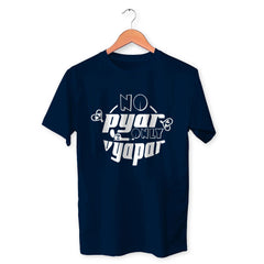No Pyar Only Vyapar Cotton Unisex Navy Blue Tshirt