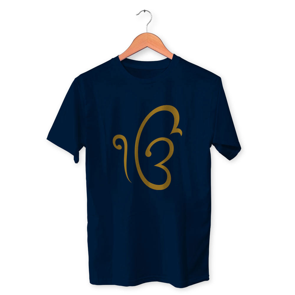 Ek Onkar Cotton Unisex Navy Blue Tshirt