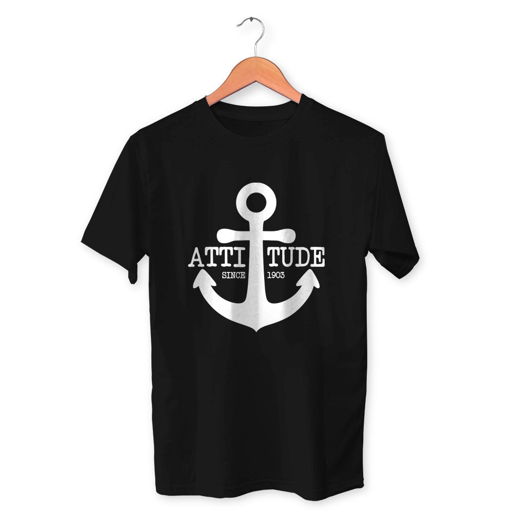 Attitude Cotton Unisex Black Tshirt
