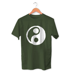 Yin and Yang Cotton Unisex Olive Green Tshirt