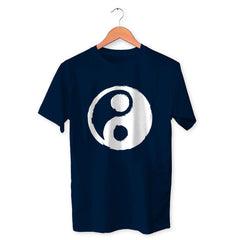 Yin and Yang Cotton Unisex Navy Blue Tshirt
