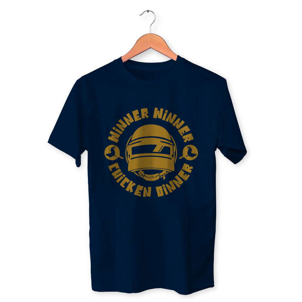 Winner Winner Chicken Dinner Helmet Cotton Unisex Navy Blue Tshirt