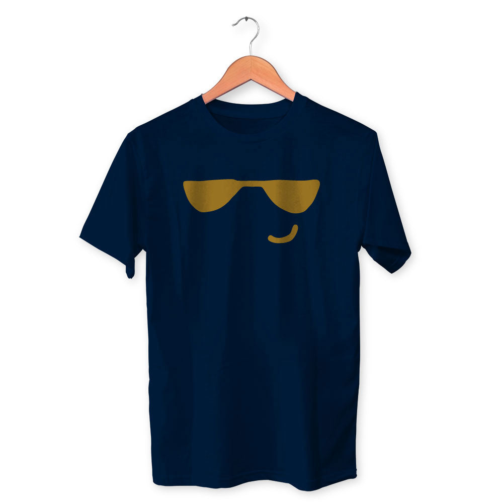 Goggle Smiley Cotton Unisex Navy Blue Tshirt