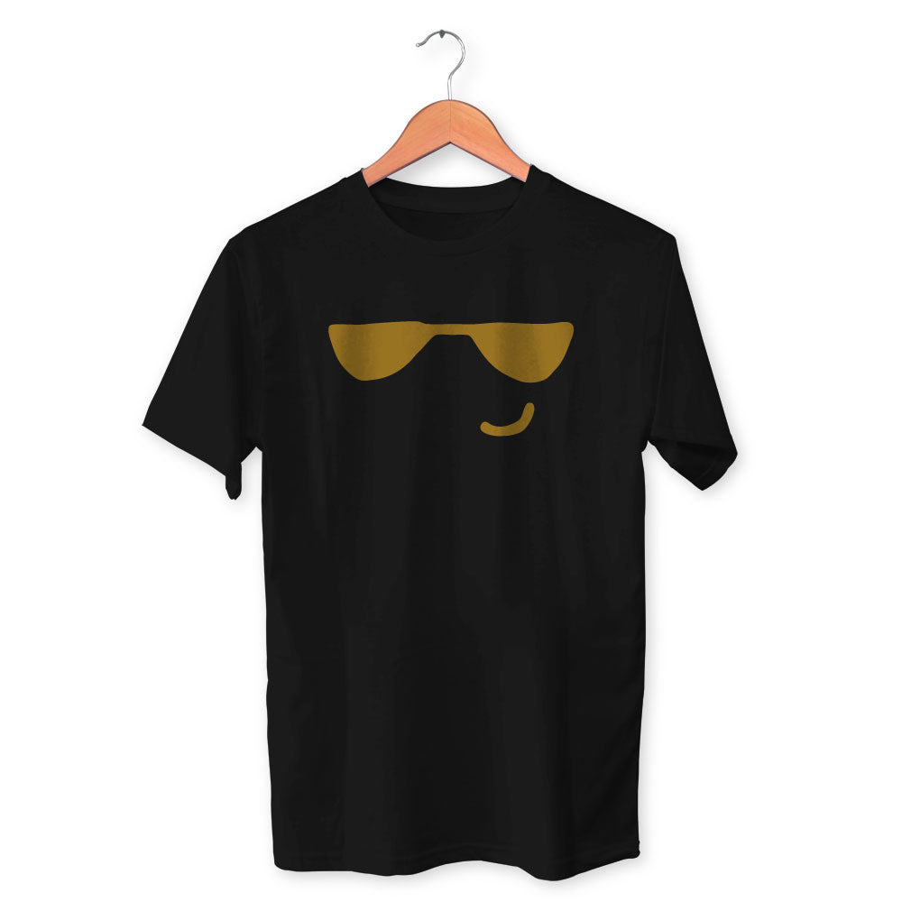 Goggle Smiley Cotton Unisex Black Tshirt