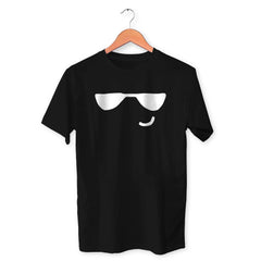 Goggle Smiley Cotton Unisex Black Tshirt