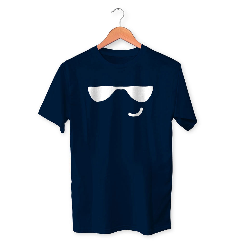 Goggle Smiley Cotton Unisex Navy Blue Tshirt