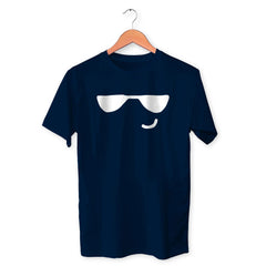Goggle Smiley Cotton Unisex Navy Blue Tshirt