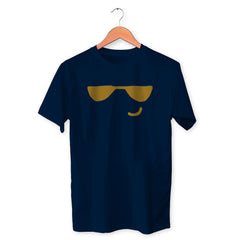 Goggle Smiley Cotton Unisex Navy Blue Tshirt