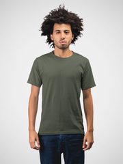 Plain Cotton Unisex Army Green Tshirt