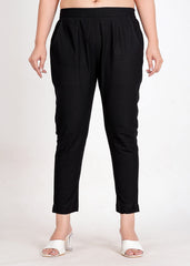 Women's Black Cotton Trouser Pant