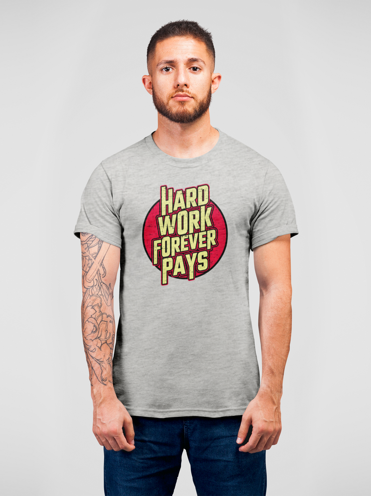 Hard Work Forever Pays Unisex Grey Melange Tshirt
