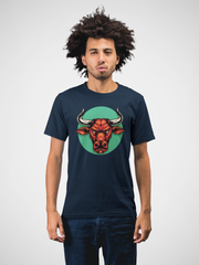 Bull Graphic Cotton Unisex Navy Blue Tshirt