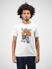 Born To Ride Cotton Unisex White Tshirt