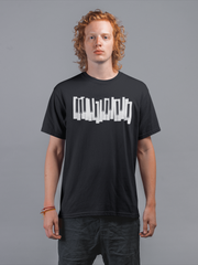 Piano Cotton Unisex Black Tshirt