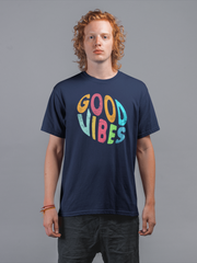 Good Vibes Cotton Unisex Navy Blue Tshirt